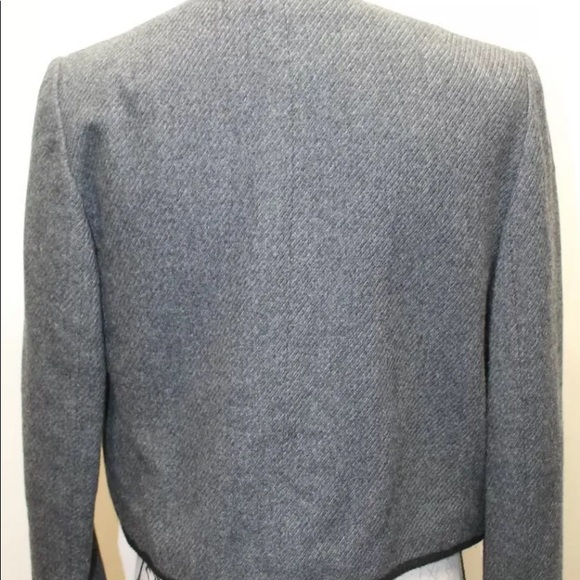 Sphere Made in Japan Black Blazer Women Open Wool Black Piping Sz 12 Fall Lined - Picture 7 of 14